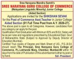 Sree Narayana Guru College of Commerce, Mumbai Wanted Teaching faculty
