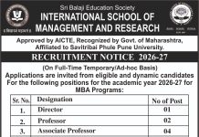 Academic Careers 2026 at International School of Management & Research, Pune