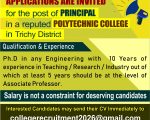 Principal Recruitment at a Reputed Polytechnic College, Tiruchirappalli