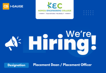 Placement Dean Recruitment 2026 at Kongu Engineering College, Erode