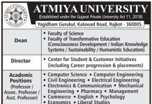 Teaching and Non-Teaching Faculty Wanted at Atmiya University, Rajkot