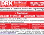 Computer Science Faculty Jobs 2026 at DRK Institute of Science and Technology
