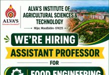Assistant Professor Recruitment at Alva’s Institute of Agricultural Sciences & Technology, Dakshina Kannada
