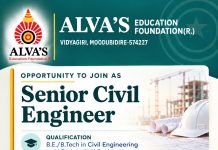 Senior Civil Engineer Recruitment at Alva’s Education Foundation (R.), Moodubidire