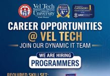Programmer Recruitment at Vel Tech University, Avadi, Chennai