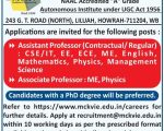 Assistant Professor Jobs 2026 at MCKV Institute of Engineering, Howrah