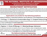 Faculty Jobs 2026 at The National Institute of Engineering, Mysuru